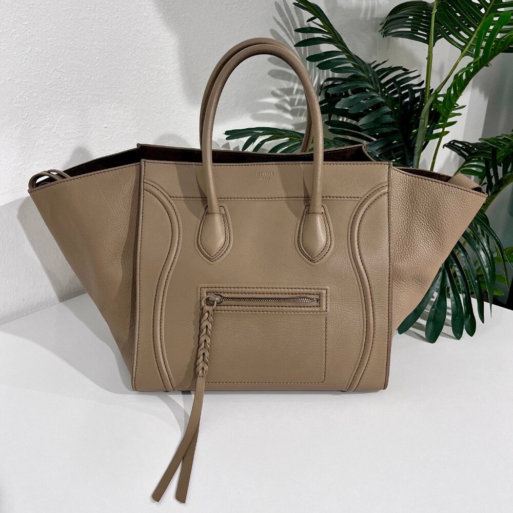 Celine Olive Grey Medium Phantom Luggage Tote